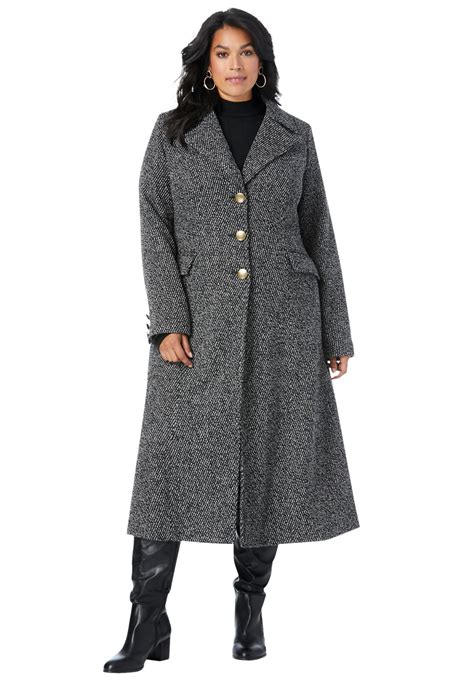Roamans Roamans Womens Plus Size Long Tweed Coat Coat