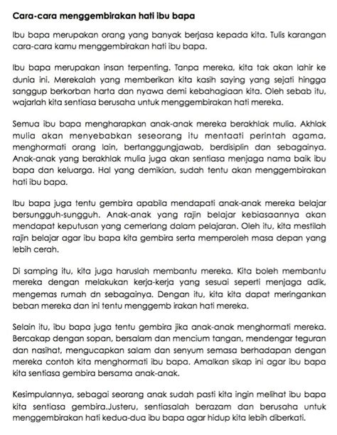 Karangan Bahasa Melayu Tahun Cemerlang Contoh Karanga