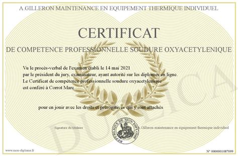 Certificat De Competence Professionnelle Soudure Oxyacetylenique