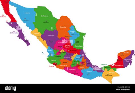 Colorful Mexico Map Stock Photo Alamy