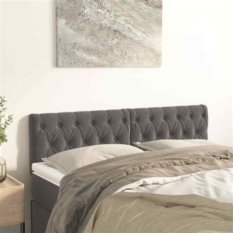 VidaXL Headboards Pcs Dark Gray X X Velvet EBay