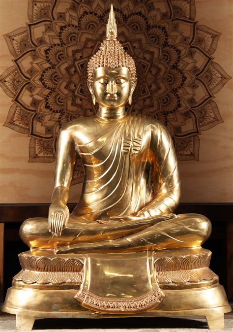 Sold Large Golden Thai Brass Buddha Statue 52 104t75 Hindu Gods