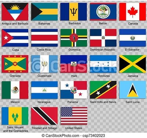All Flags Of North America Vector Illustration Canstock