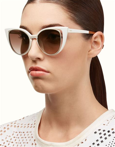 Fendi Paradeyes White Cat Eye Double Frame Sunglasses Sunglasses