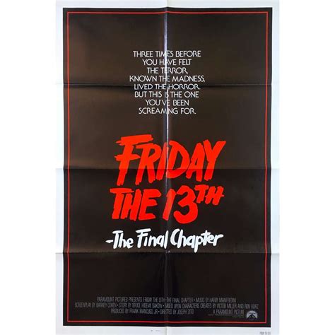 Friday The 13th The Final Chapter Movie Poster 27x41 In