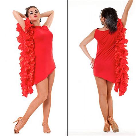 Red Ruffle Boatneck Ballroom And Salsa Dress Special Order Dance Dress Dance Dresses Latin