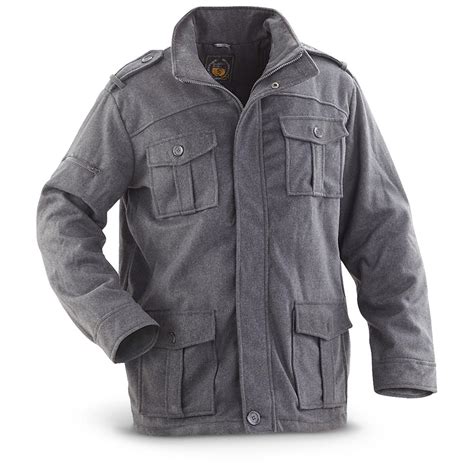 Sportier® Wool Blend Military Style Jacket 229291 Insulated