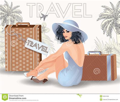 Summer Travel Sex Pin Up Girl Stock Vector Illustration Of Airplane
