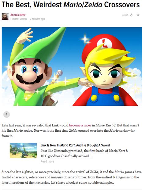 Kotaku Mario And Link Crossover Over The Years Zelda