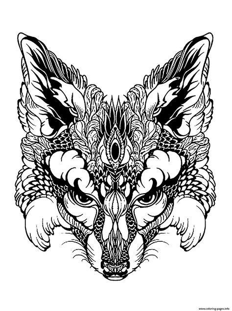 Advanced Animal Fox Head Coloring Pages Printable