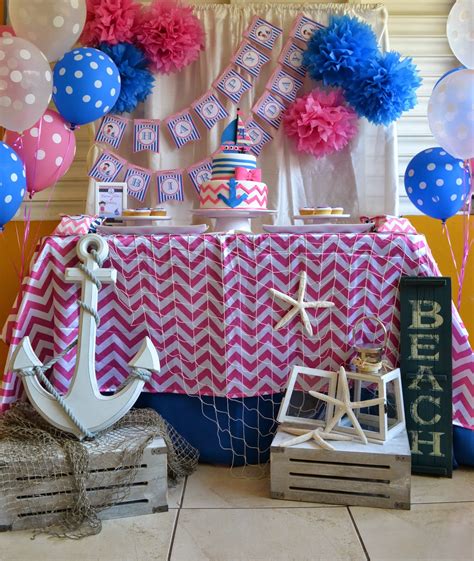 Pink And Blue Nautical Girl Party Birthday Party Ideas For