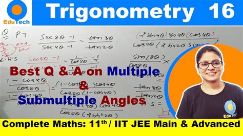 Trigonometry L 16 Best Questions Answers On Multiple And