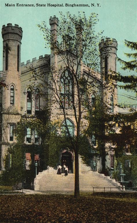 vintage postcard 1912 main entrance state hospital building binghamton new york united states