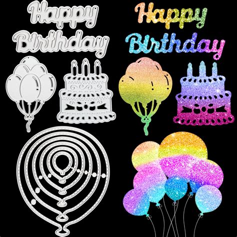 Buy 5 Pieces Die Cuts For Card Making Happy Birthday Balloons Cake