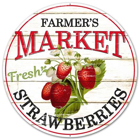 12 Farmers Market Fresh Strawberries Sign