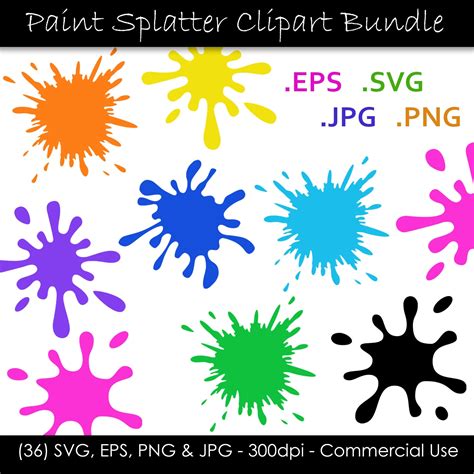 Paint Splatter SVG Bundle Paint Splash Clip Art Paint Etsy