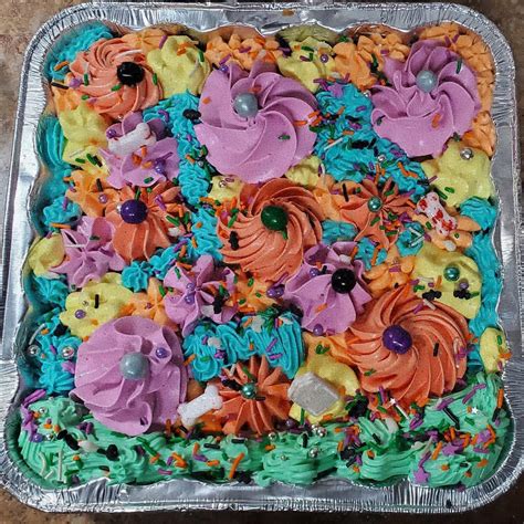 monster mash tray cake and mini swirl strib ble treats