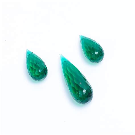 Attractive Lab Created Emerald Teardrop Shape Faceted Drilled Etsy