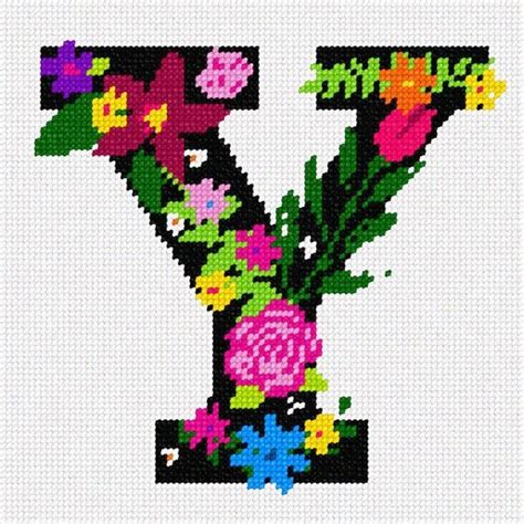 Needlepoint Kit Or Canvas Letter Y Primary Floral Etsy In 2021