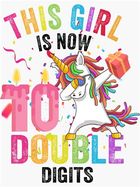 This Girl Is Now 10 Double Digits T Unicorn 10th Birthday Sticker