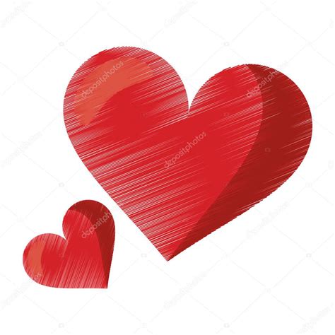Dibujo Símbolo Romántico Del Amor De Lindo Corazón Rojo — Vector De
