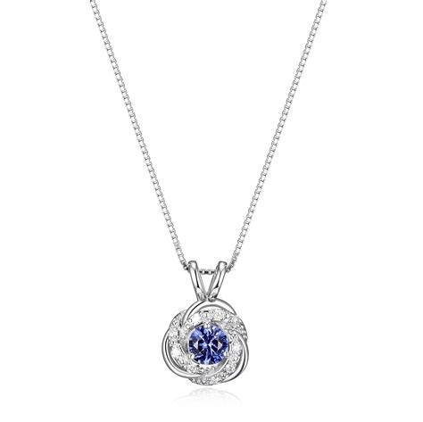 Forever Facets Lab Grown Diamond And Created Sapphire Necklace In