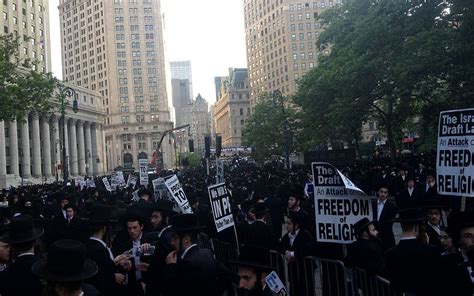 Thousands Of Orthodox Jews Protest Haredi Draft In Manhattan The