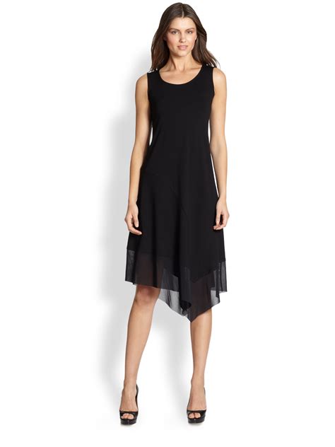 Eileen Fisher Handkerchiefhem Jersey Dress In Black Lyst