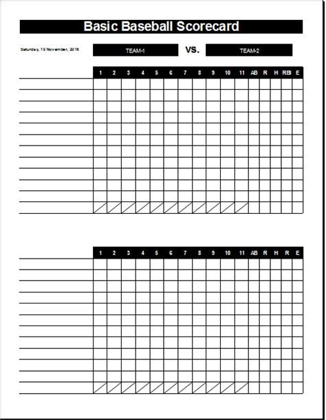 Baseball Scorecards And Templates For Ms Excel Word