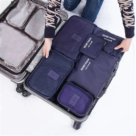 6 Pcsset Nylon Packing Cubes Set Travel Bag Organizer Large Capacity