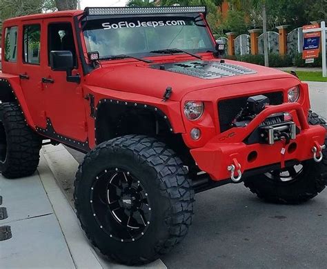 Another Beautiful Flat Red Jeep Jk From Soflo Jeeps ️ Jeep Truck