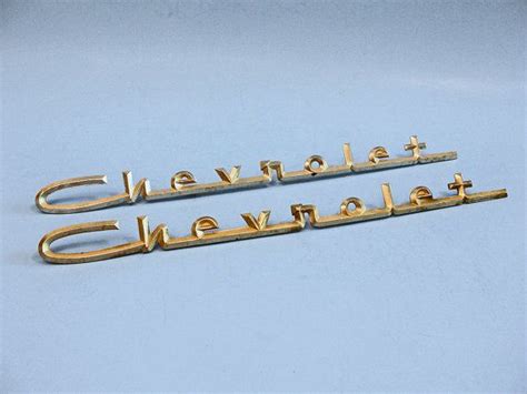 Sale 1950s Pair Chevrolet Emblems Script Metal Auto Badge Etsy