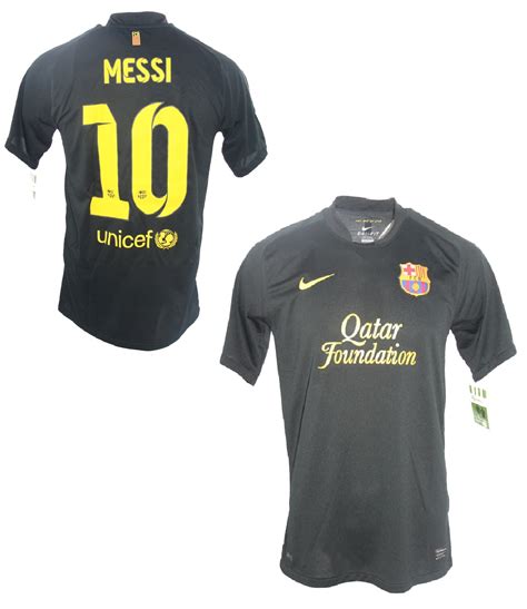 Nike Fc Barcelona Jersey 10 Lionel Messi 2011 13 Qatar Black Away