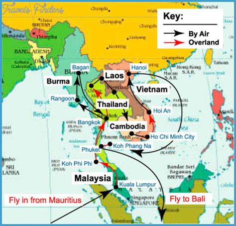 Travel Map In Asia Travelsfinderscom