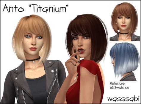 Wasssabi Sims Anto`s Titanium Hair Retextured Sims 4 Hairs