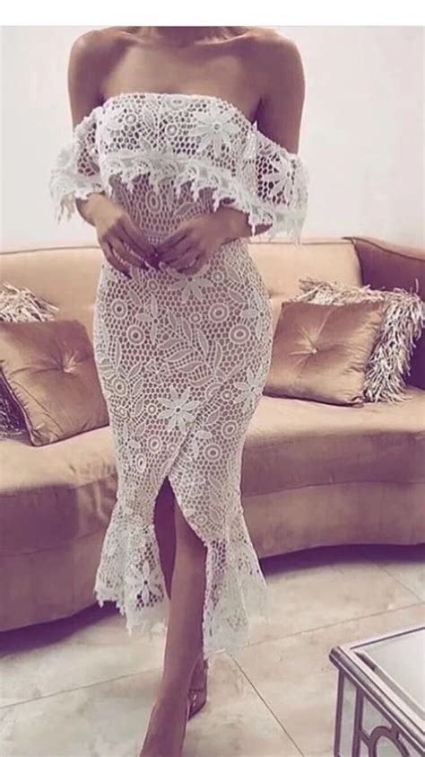 Women Summer White Nude Lace Mermaid Off The Shoulder Strapless