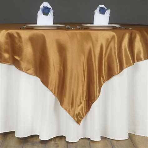 X Gold Seamless Satin Square Tablecloth Overlay Colorful Table Linens Square