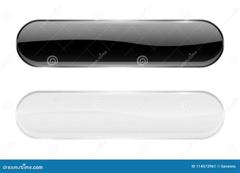 Black And White Glass Buttons Web Oval 3d Icons Stock Vector