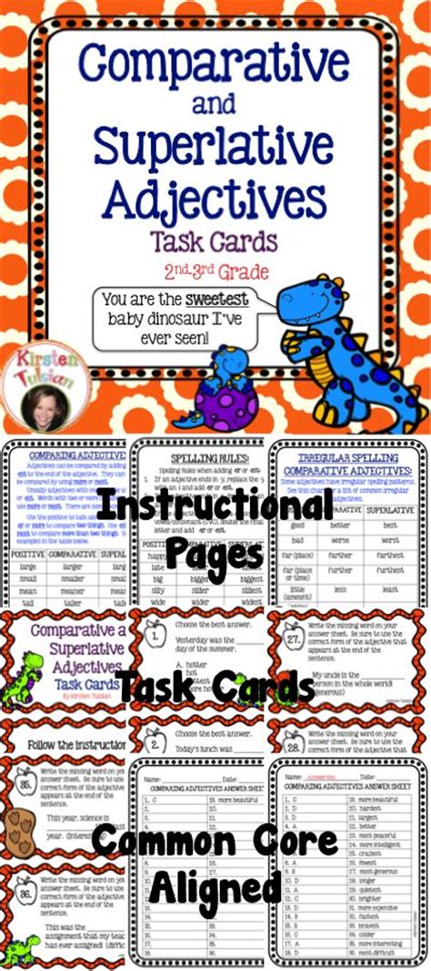 Comparative And Superlative Adjectives Task Cards Anchor Charts Nd Rd Gr Superlative