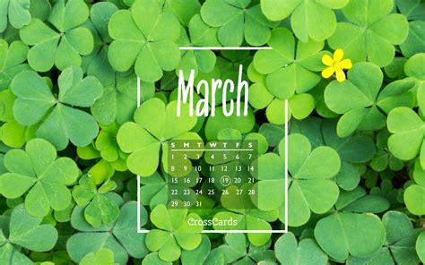 March 2020 Clover Desktop Calendar Free March Wallpaper
