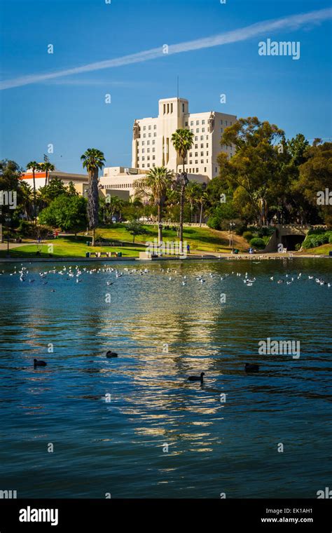 Building Along The Lake At Macarthur Park In Westlake Los Angeles