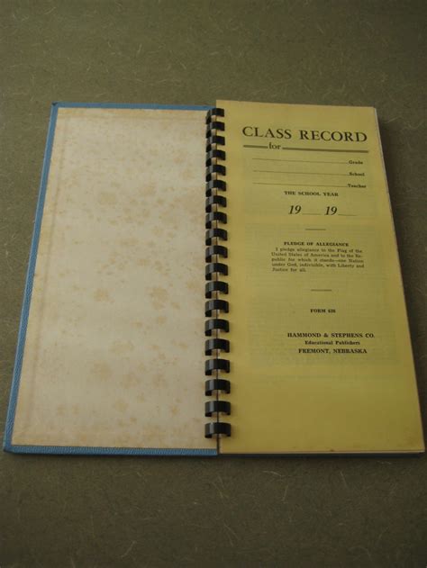 Vintage Teachers Class Record Book With Spiral Binding Etsy