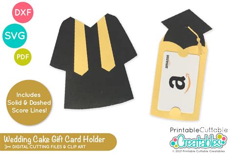 Cap Gown Graduation Gift Card Holder SVG File For Cricut