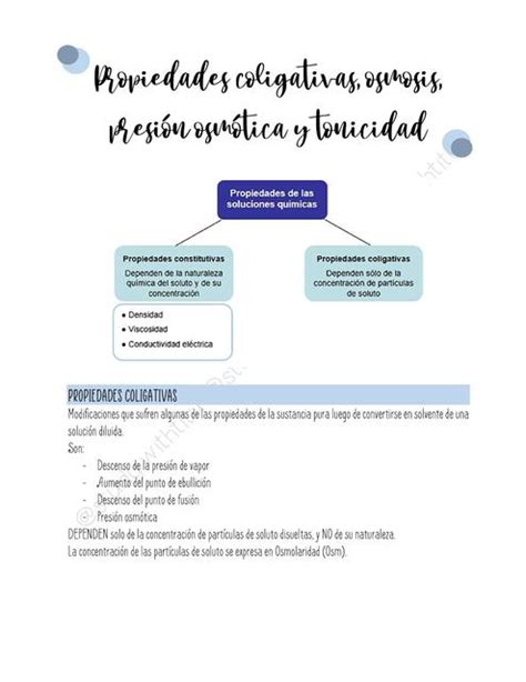 Propiedades Coligativas Osmosis Y Tonicidad Study With Titu Udocz