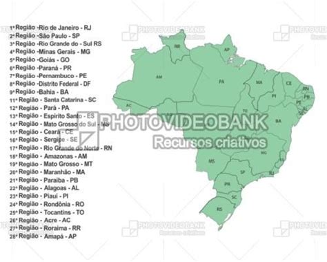 Mapa Brasil Estados Sigla Photovideobank Brazil Map Vector With State