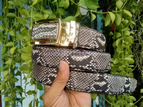 Gray Genuine Python Leather Belt For Men Handmade Leather Etsy