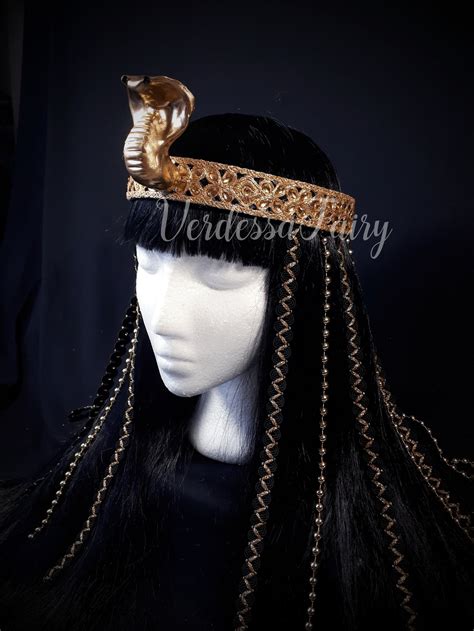 Golden Goddess Cleopatra Headdress Egyptian Queen Crown Etsy