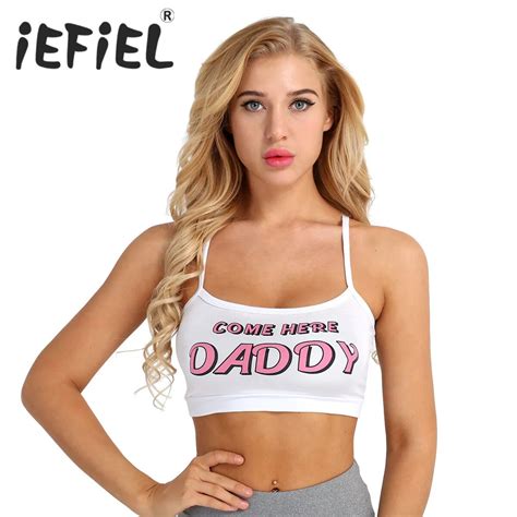 Iefiel Adults Girls Fashion Women Letter Print Slim Waist Camis Sexy Cropped Camisole Women Vest