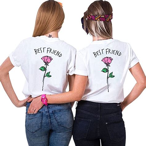 Shirts Best Friends Tshirt For Two Ladies Matching Shirts Two Girls Rose Shirt Bff Birthday T