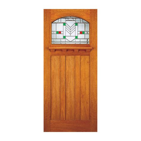 1 Lite Over 3 Panel Craftsman Mahogany Exterior Single Door Slab